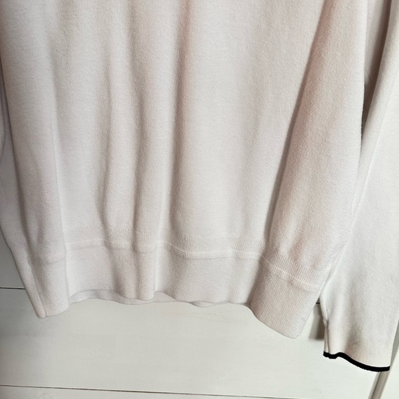 ATHLETA M White north point ribbed black trim cotton blend woman popover tunic - Picture 11 of 13